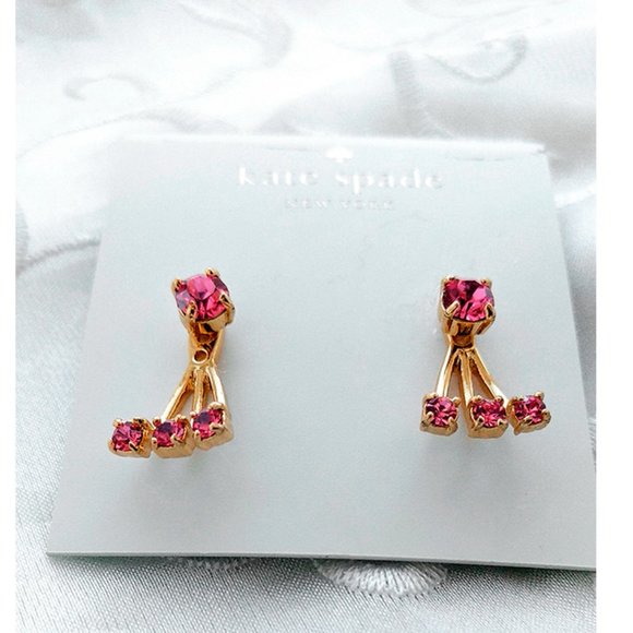 kate spade Jewelry - Kate Spade 'Dainty Sparklers' Ear Stud Jacket Earrings Pierced Pink Rhin…